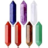 XIANNVXI 7PC Kristalle Steine Set Heilung Kristall Edelsteine Chakra Natürlicher Zauberstab Amethyst Lapislazuli Tigerauge Reiki Bulk Sechseckige Punkte Hexerei Geschenk