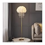 Stehleuchte Wohnzimmer Stehlampe Feder Kristall Wohnzimmer Sofa Seite Schlafzimmer Nacht Warme Stehlampe (ohne Lichtquelle) Stehlampen/Standleuchten (Color : Wit)