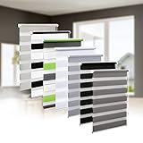 Eurohome Doppelrollo Klemmfix ohne Bohren, Duo Rollo,90cm x 220cm (Stoffbreite 86 cm) Grau Transparentes und undurchsichtiges Sichtschutz Rollo mit Klemmträgern für Fenster und Türen