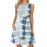 Sommerkleid für Frauen Casual Bedruckt V-Ausschnitt Kurzarm Strandkleid Sommer Bedrucktes Kleid MI503UK107, hellblau, XX-Large