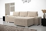 Furnitech Ecksofa M5 mit Schlaffunktion Sofa mit Bettkasten Polsterecke Schlafsofa Sofagarnitur (Ecksofa Links, M5-75-G1B-GPMIK-BR5-3 klein)