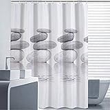 Goldbeing Duschvorhang 180x200 Textil Grau Pebble Schimmelresistenter und Wasserabweisend Shower Curtain mit 12 Duschvorhangringen (180 * 200cm)