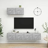 Chusui TV-Schränke 3 STK Wohnwand Wohnzimmer, Wohnzimmer Möbel, Wohnzimmerschrank, Wohnzimmerwand, Anbauwand, Betongrau Spanplatte