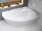 BADLAND Eckbadewanne Eckwanne Marea RECHTS 160x100 mit Ablaufgarnitur und Füßen GRATIS + ohne/mit Verkleidung Styropor (mit Styropor)