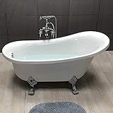 DaiMeng Weiß Acryl Badewanne Modern Eigenständige Badewanne mit Silber Stützfuß,170 * 80 * 75cm