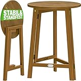 Casaria Stehtisch Holz Klappbar 110cm Hoch Ø78 cm Rund Massiv Rustikal Indoor Outdoor Bistrotisch Biertisch Gartentisch Klapptisch Partytisch Bartisch