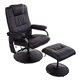 HOMCOM Relaxliege mit Liegefunktion Massagesessel Fernsehsessel TV Sessel mit Massagefunktion inkl. Hocker Kunstleder Schwarz 77 x 84 x 95 cm