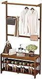 ADNUP Schuhwechselhocker Standgarderobe Einfache Bambusgarderobe Wohnzimmer Schlafzimmer Hängende Kleidung Ersatzschuhregal Vitrine (Größe: X-Large)