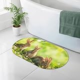 Lustige Hasen Kieselgur Badematte 50 x 80 cm Super saugfähig schnell trocknend rutschfeste Duschmatte Badezimmer Bodenmatte für Dusche Badezimmer Badewanne