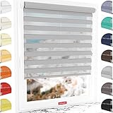 Schuette® Rollo ohne Bohren & mit Bohren 2in1 ● Tag & Nacht Doppelrollo Kollektion: Cloudy Day (Grau) ● 50 x 130 cm (Breite x Höhe) ● Suprafix Klemmrollo = Klemmfix 2.0 ● 60s Montage mit Video