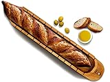 The Macks Shop - Akazienholz Baguette Schneidebrett, Baguette Miter, Brotschneidebrett, Servierbrett Holz, Brotbrett, Brotschale