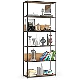 AKORD | Loft 80 cm Bücherregal | Moderner Schrank | Bücher Regal | 6 Einlegeböden | Für den Haushalt | Für das Büro | Hohe Qualität | Metallrahmen | Beschädigungssicher | Stabil | 24 Monate Garantie