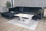 Mazzoni Design Couchtisch Cliff Weiß Hochglanz Tisch Wohnzimmertisch 110x60x45cm mit Ablagefläche