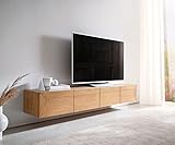 DELIFE TV-Board Kayu Akazie Natur 200 cm 4 Türen schwebend Lowboard