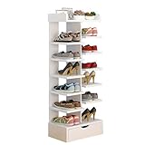 IMYOGI Schuhregal-Organizer-Regal, 7 Etagen, Schuhregal, Hausschuhe, Aufbewahrungsregale, Organizer-Regal, Holz-MDF-Platte mit Schublade, platzsparend, freistehend (40 x 24 x 114 cm)