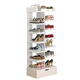 IMYOGI Schuhregal-Organizer-Regal, 7 Etagen, Schuhregal, Hausschuhe, Aufbewahrungsregale, Organizer-Regal, Holz-MDF-Platte mit Schublade, platzsparend, freistehend (40 x 24 x 114 cm)