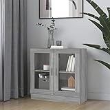 DCRAF Möbelset Vitrin Schrank grau Sonoma 82,5x30,5x80 cm Engineered Wood