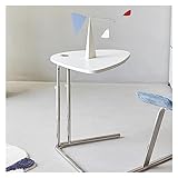 Couchtisch Kleiner Beistelltisch, Beistelltisch for kleine Räume, Akzenttisch im Freien, Terrassen-Couchtisch for Wohnzimmer, Schlafzimmer, Balkon, Büro, höhenverstellbar, mit Beinen aus Edelstahl für