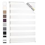 Blumtal Doppelrollo 80 x 130-155cm -  Klemmfix Rollo, Rollos für Fenster ohne Bohren, Klemmrollo für Fenster & Türen, Seitenzugrollo, Weiß