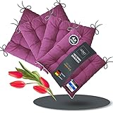 LILENO HOME 4er Set Stuhlkissen Beere (40x40x6 cm) - Sitzkissen für Gartenstuhl, Küche oder Esszimmerstuhl - Bequeme UV-beständige Indoor u. Outdoor Stuhlauflage als Stuhl Kissen