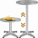 Casaria 2in1 Stehtisch Höhenverstellbar 70 cm / 115 cm Hoch Stabil Aluminium Rund Ø60cm Wetterfest Outdoor Garten Bistrotisch Biertisch Bartisch Party