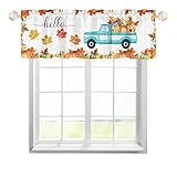 One Lover Kürbis Ahornblätter Herbst Scheibengardine Bistrogardine mit Stangendurchzug Kurz Stores Schals Modern Fensterschal für Küche Wohnzimmer Landhaus Multicolor 137x45cm,2 Stück