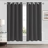 CUCRAF Verdunklungsvorhang für Schlafzimmer, Kinderzimmer Gardinen Verdunkelung Thermovorhang Blickdicht Ösenvorhang Wärmeisolierend, 2er Set H 175x B 140 cm, Dunkelgrau