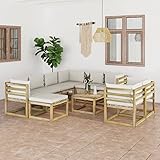 INLIFE 10-TLG. Garten-Lounge-Set mit Kissen Imprägniertes Kiefernholz,143.44kg,3065018