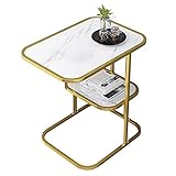 SHIJIE1701AA Beistelltisch Beistelltisch, runder Nachttisch Multifunktionsfunktion 2 Stockwerke Kleintisch Kreativer Marmor Couchtisch-Tisch Eisen Sofa Tisch Metall Couchtisch Wohnzimmertisch