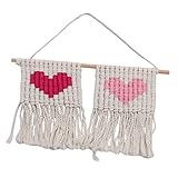 ABOOFAN 1 Stück Wohndekor Wandteppich Zum Aufhängen Kinderzimmer Dekoration Ornament Kordel Szene Decke Gewebt Heimteppich Herz Bohemian Schlafzimmer Nordisches Muster Wohnung