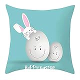 Dwevkeful Kissenbezug Leinen Osterkissen Aquarell Niedlich Kaninchen Malerei Kissenhülle Ostern Dekor Haus Dekorative Wohnzimmer Schlafzimmer Sofa Stuhl Zierkissenbezüge