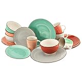 CreaTable 22853 Kombiservice Bella Casa Fashion für 4 Personen, Steingut, mehrfarbig (1 Set, 16-teilig)