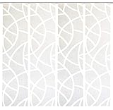 HOME WOHNIDEEN 94428 | 4er-Set Schiebegardinen CASSÉ, Blickdicht und transparent im Wechsel, mit Scherli-Muster, 245x60cm, Farbe: wollweiß