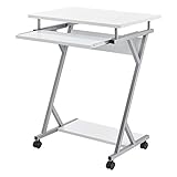 [en.casa] Rollbarer Computertisch 60x40x75cm Weiß PC-Tisch