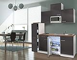 ALIDAM KüChenunterschrank Küche Singleküche Küchenzeile Miniküche Küchenblock 180 cm Weiß Grau KüChenblock