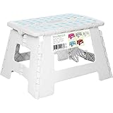 Tritthocker Klapphocker 22 cm Faltbar Kinderfußbank Klapptritt Bad-Hocker Klappbar Kindertritt Klein Aufstiegshilfe Küchenhocker Für Kinder Erwachsene (Weiß)