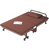 MMLLPP Doppelklappbett, Tragbares Klappbett Mit Matratze, Erwachsenenklappbett, Kostenlose Installation Gästebett 5 Zoll Schaumstoffmatratze Und Super Stabilem Rahmen, 4 Größen/braun