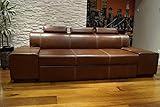 Quattro Meble Braunes Echtleder 3 Sitzer Sofa London FS 3z Breite 238cm mit Schlaffunktion und mit einstellbaren Kopfstützen Ledersofa Echt Leder Couch