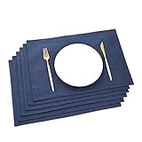 AOKSUNOVA Tischset Stoff Dunkelblau Stoff Platzdeckchen Tischset Leinen Tisch Untersetzer-Set