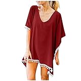 Cubinest Pareo Damen Leicht Festival Frauen Outfit Lang Cover Up Strand Strandtunika Große Größe Tankini Strandponcho Sommer Bikini Strandkleid Tunika Baumwolle Musselin