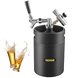 VEVOR Bierzapfanlage, 5 L Mini Edelstahl Fass Bierbraugerät Schwarz Edelstahl 304 Durchlaufkühler, Φ 185 x 320 mm Mini Edelstahl Fass Hausbraueausführung, 3 kg Druckbeaufschlagte Bier Dispenser