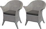 Extra breiter Rattansessel Natur Rattanstuhl Flechtsessel Lounge Korbsessel (Set/2 Weiß, mit Kissen)