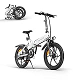 A Dece Oasis ADO A20 E-Klapprad,E-Bike,E-Faltrad Elektrofahrrad 20 Zoll,Citybike Klapprad Elektrisches Fahrrad mit 250W Motor/36V/10.4Ah Batterie/25 km/h,Elektrofahrrad für Damen Herren,Weiss