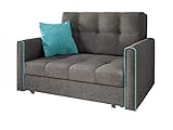 Mirjan24 Sofa Viva Bis II mit Schlaffunktion, 2 Sitzer Polstersofa mit Bettkasten inkl. Kissen, Schlafsofa Sofagarnitur, Bettsofa, Wohnlandschaft, Farbauswahl (Alova 36 + Alova 29)