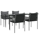 vidaXL 5-teiliges Gartenset mit Kissen Polyrattan und Stahl