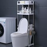 Badezimmer Regal Stehend Schmal Klein, Verstellbare Drehfüße, Verdicktes PP- und Edelstahlmaterial, Einfache Installation, Multifunktionaler Toilettenständer ( Color : White , Size : 2 layer )