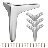 SHEENO 4 Stück Metalldreieck Möbel Füße,5 inch 13cm Möbel Tischbeine,Füße für Sofas und Sessel,Ersatz Dreieck Schrank Füße für Schrank, Sofa, Stuhl, Couchtisch mit Schrauben(Silber)