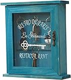 CHONGHAN Schlüsselschrank zur Wandmontage, Schlüssel-Organizer, Halter, Schlüsselsafe, Wand-Schlüsselschrank, Wohnaccessoires aus Holz und echtem Glas, 6 Schlüsselhaken Schlüssel