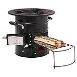 Home & Garden Holzofen mit Camping, Schwarz, 50 x 33,5 x 30,5 cm, Stahl