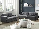 Vente-unique Sofa Garnitur 3+2 - Stoff - Anthrazitgrau - Rolly